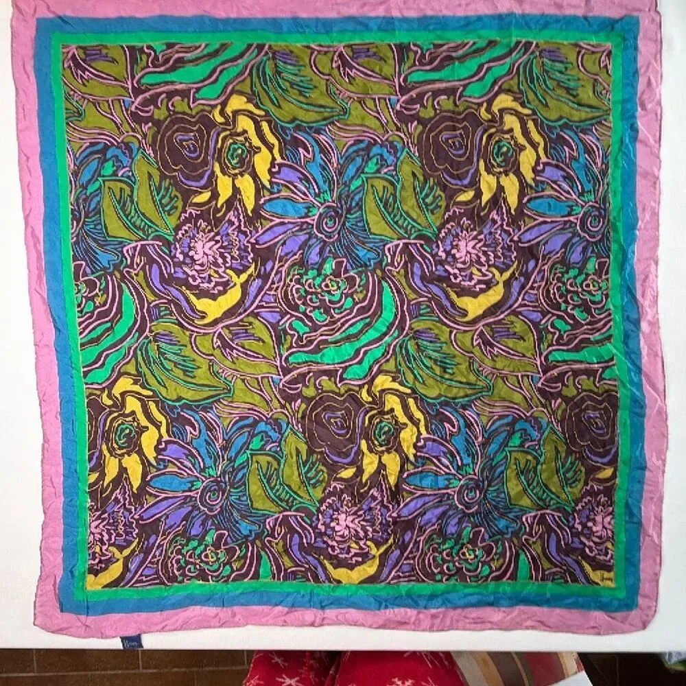 Honey Silk Scarf Purple Green Gold